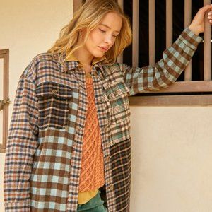 Plaid Color Block Shacket